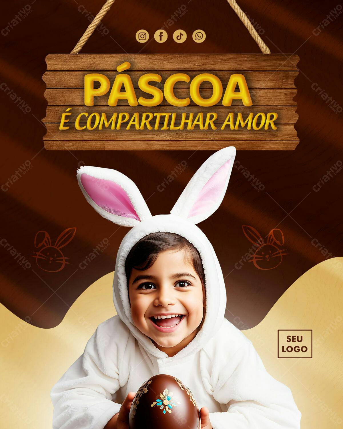 Flyer Páscoa Infantil PSD Editável