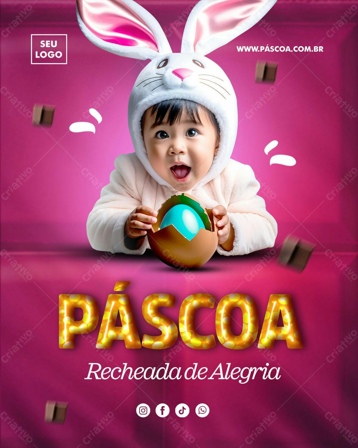 Flyer Páscoa Bebê PSD Editável