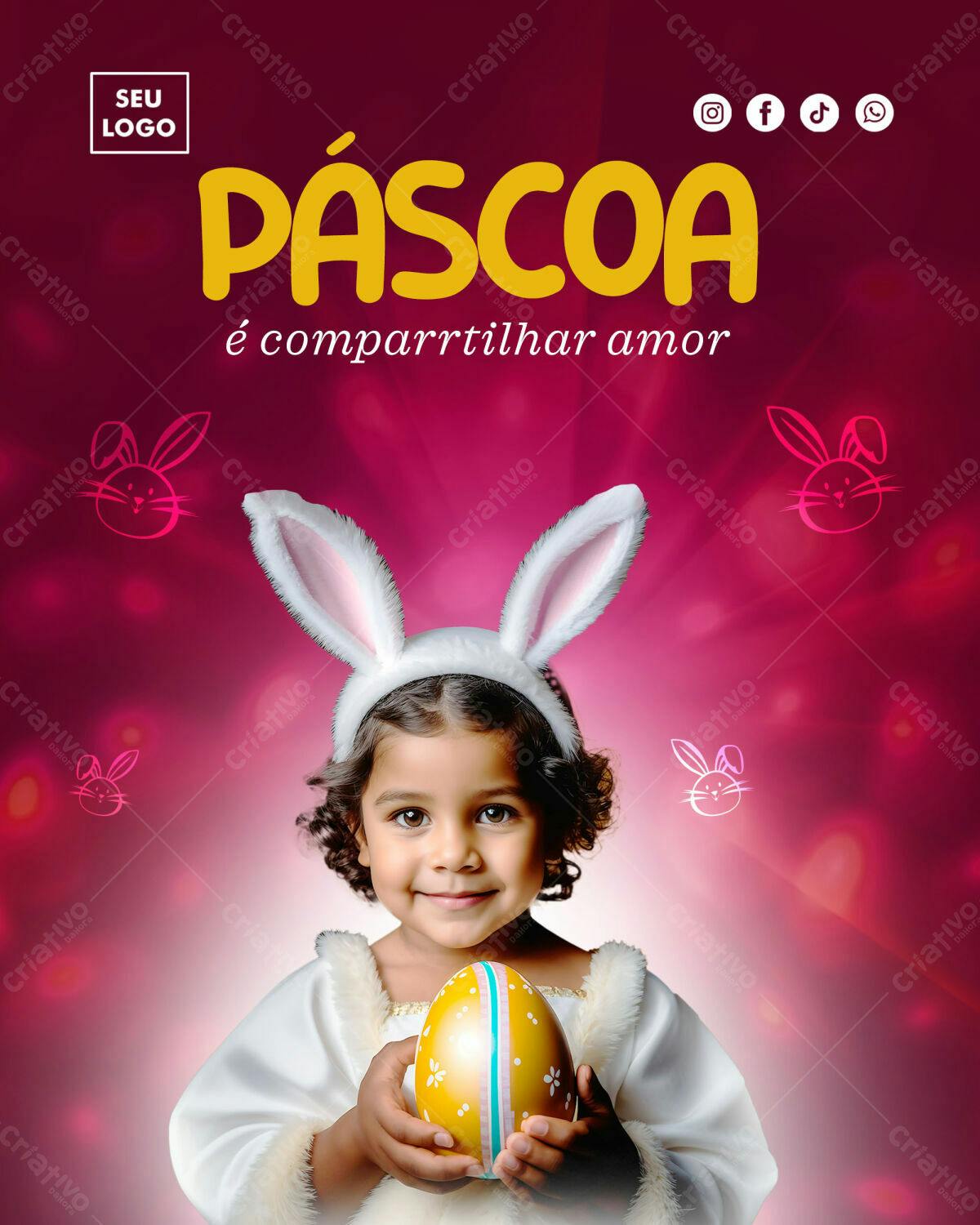 Flyer Páscoa Infantil PSD Editável