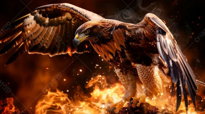 águia com um fundo em chamas | background | imagem