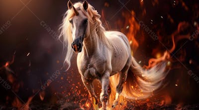 CAVALO | UNICÓRNIO COM UM FUNDO EM CHAMAS | BACKGROUND | IMAGEM