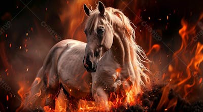 CAVALO COM UM FUNDO EM CHAMAS | BACKGROUND | IMAGEM