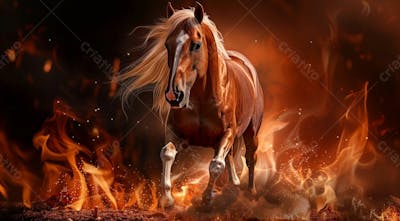 CAVALO COM UM FUNDO EM CHAMAS | BACKGROUND | IMAGEM