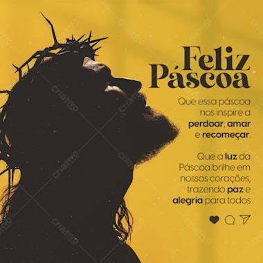 Feliz pascoa renovacao e recomeco jesus psd editavel pos