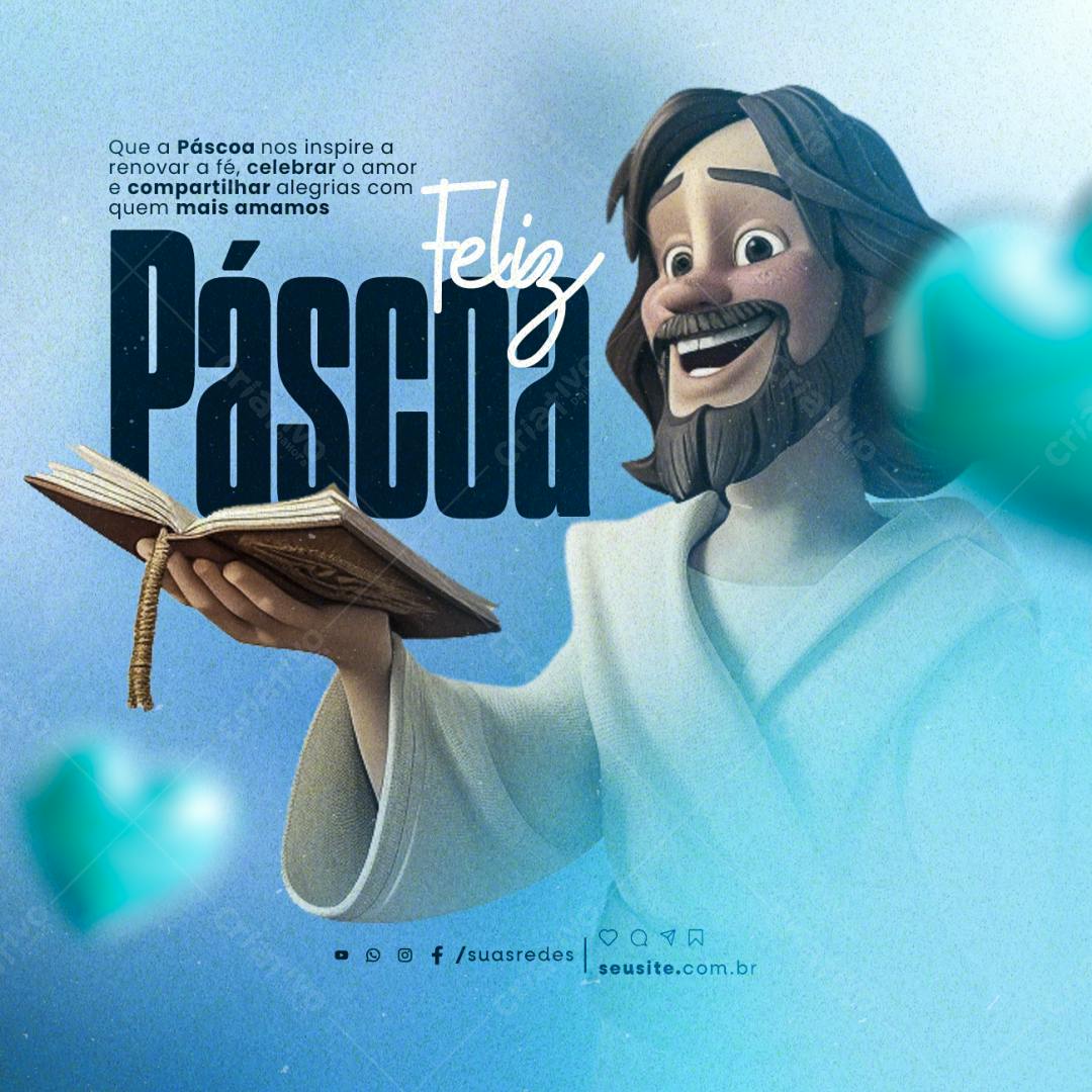 Postagem Feliz Páscoa PSD Editável
