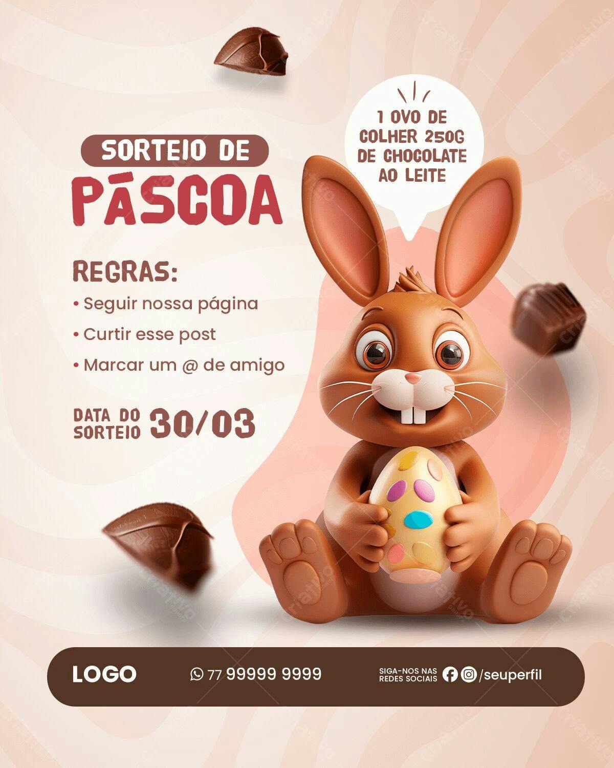 Flyer para Sorteio de Páscoa PSD Editável
