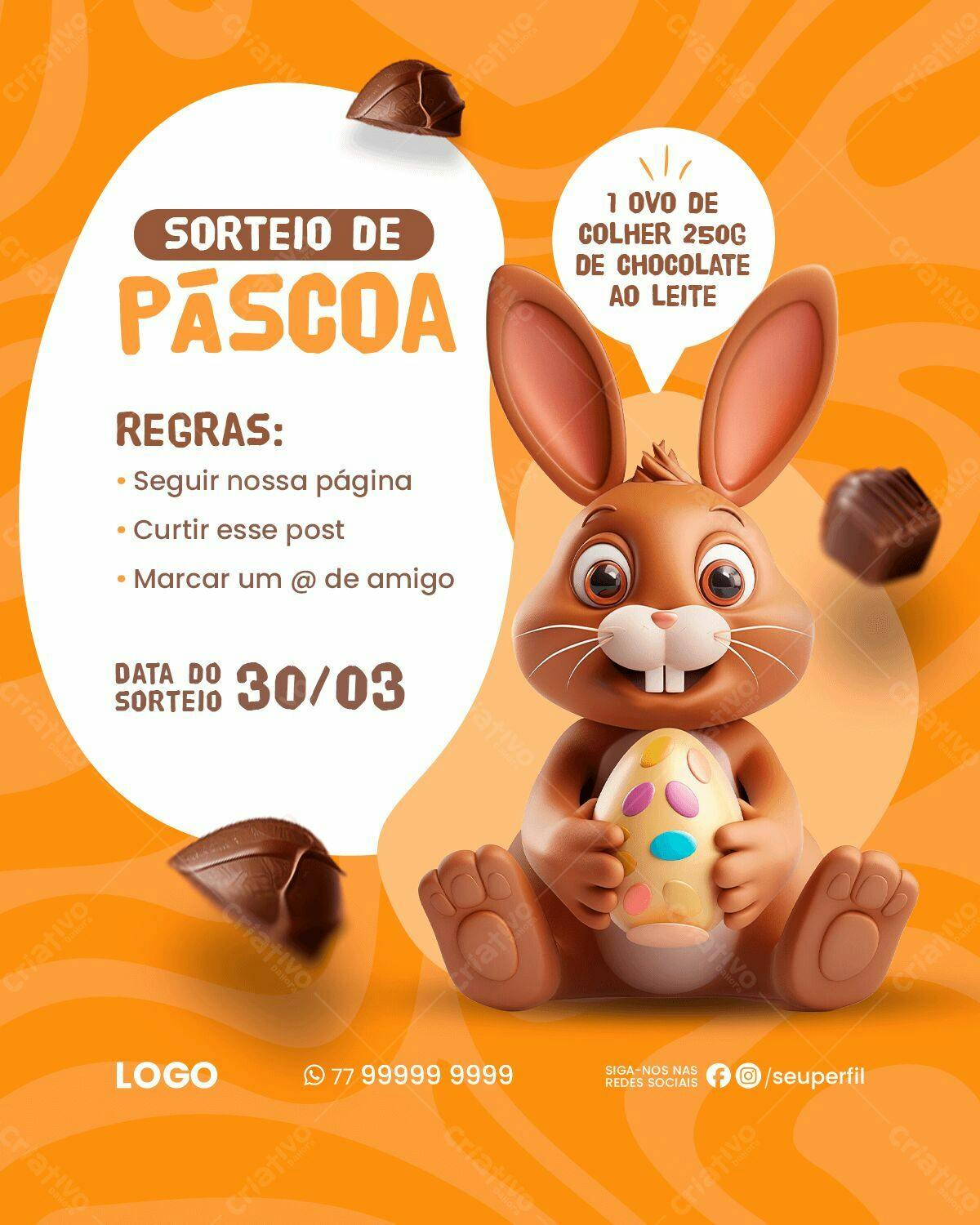 Flyer para Sorteio de Páscoa PSD Editável