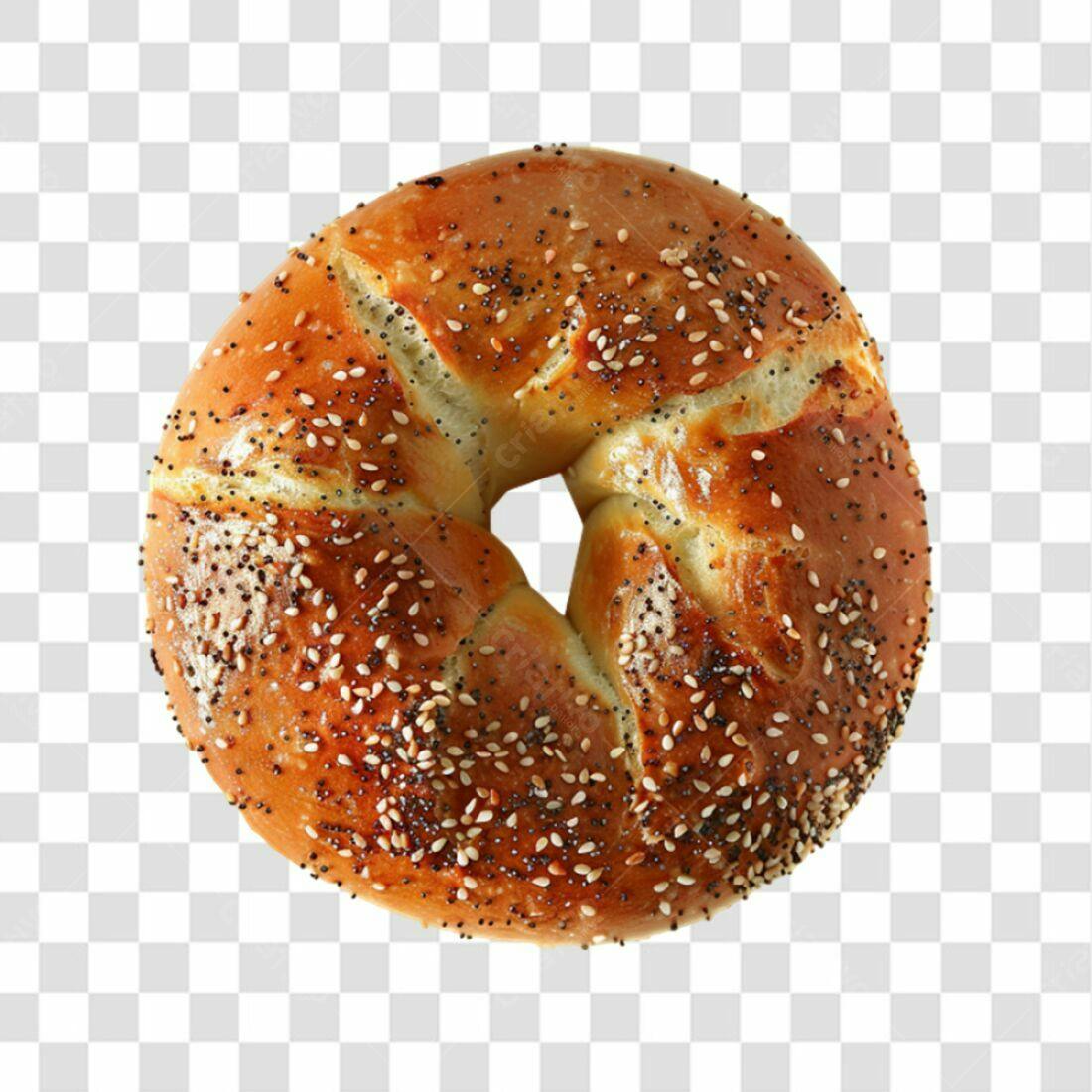 Icone de Bagel com gergelim e papoula PNG com fundo transparente