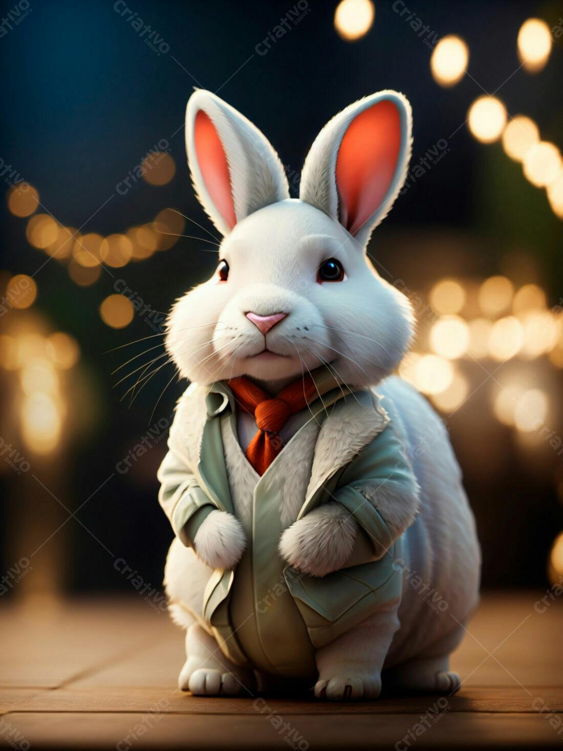 Coelho branco elegante em fundo festivo