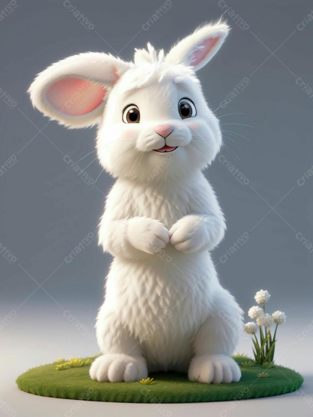 Coelhinho branco fofo em pose fofa