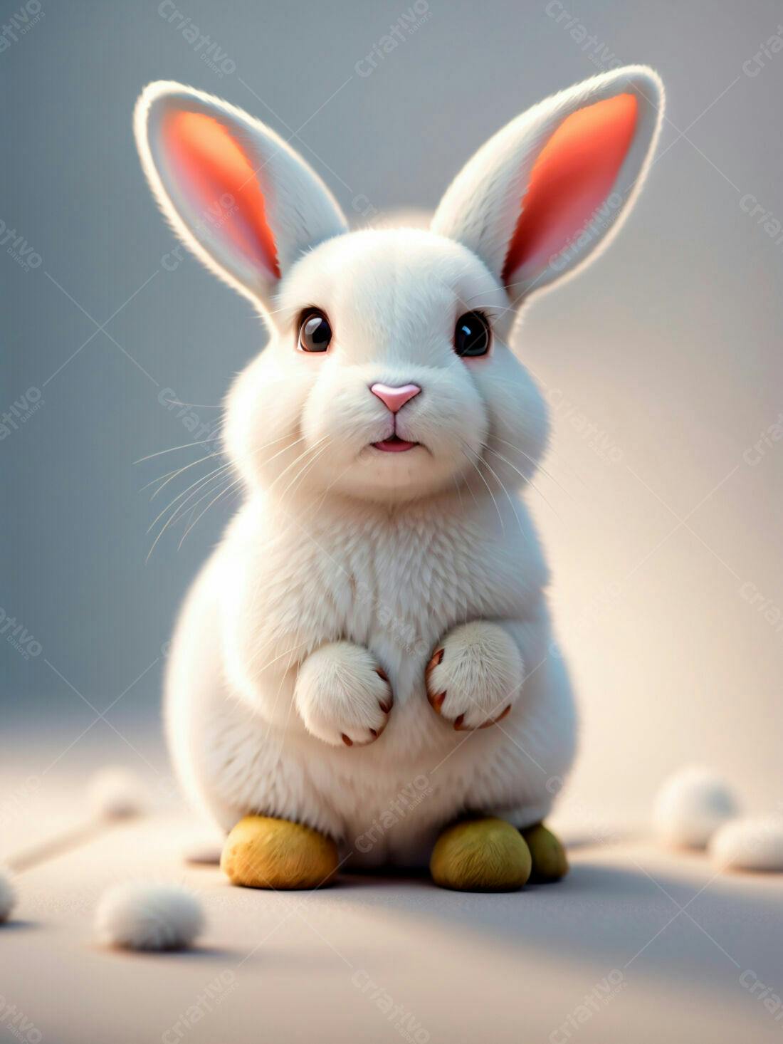 Coelhinho branco fofo em pose fofa