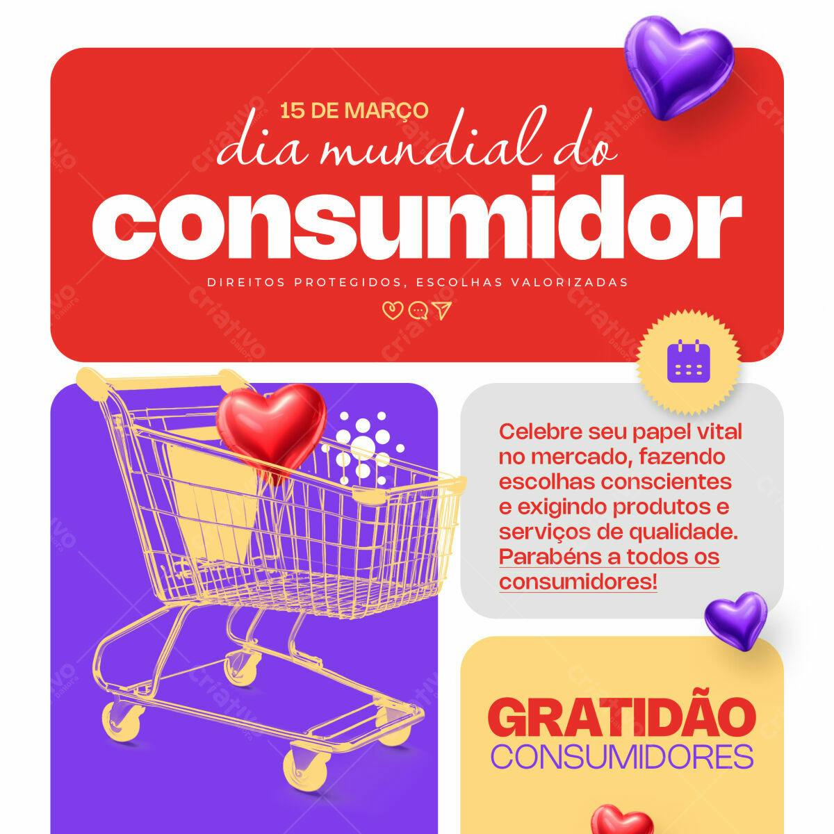 Flyer Dia Mundial do Consumidor PSD Editável