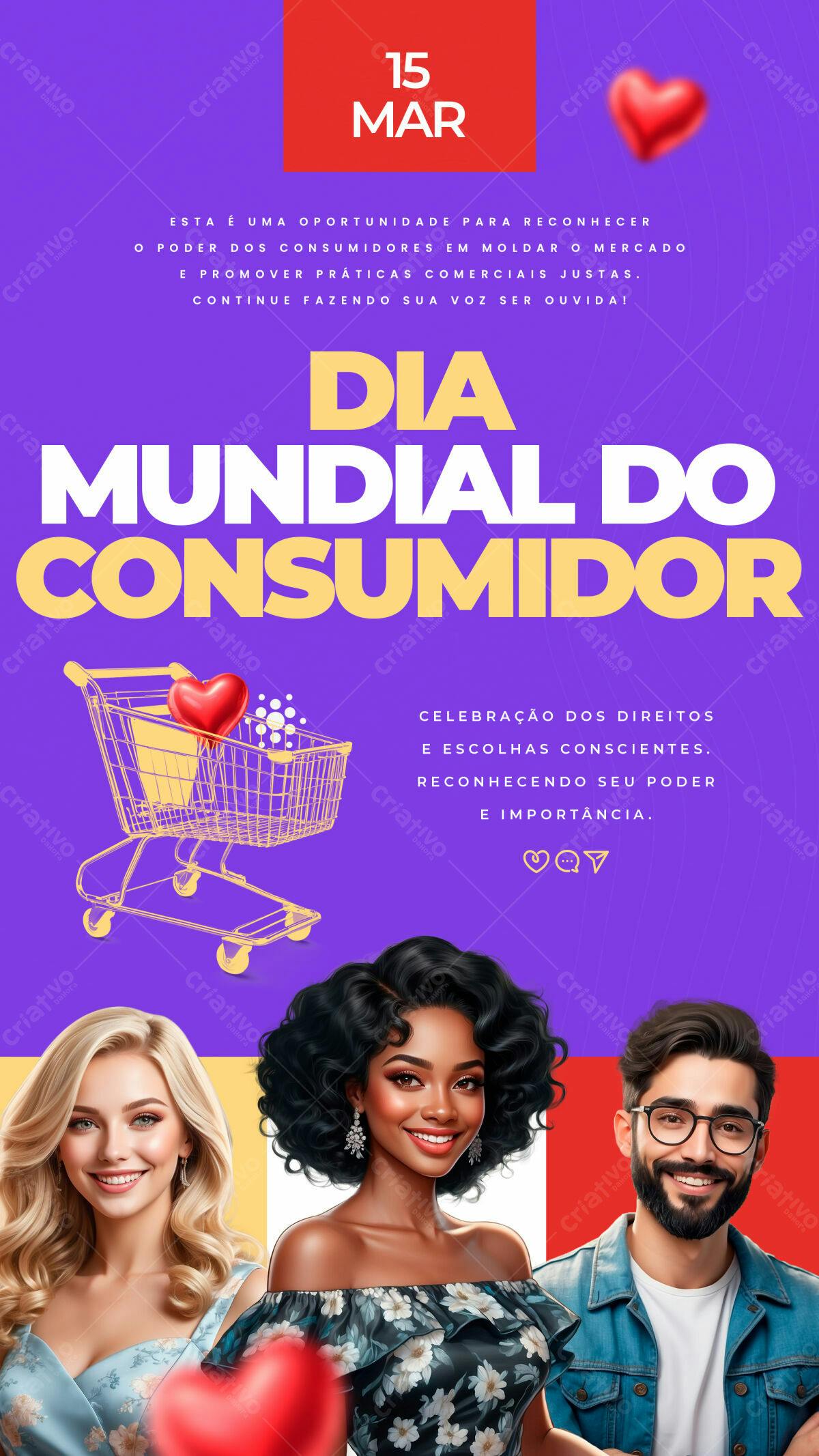 Flyer Dia Mundial do Consumidor PSD Editável