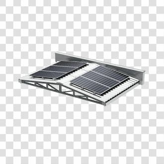 Asset 3d placa solar grafite fotovotaica em cima de telhado galvanizado termoacústico