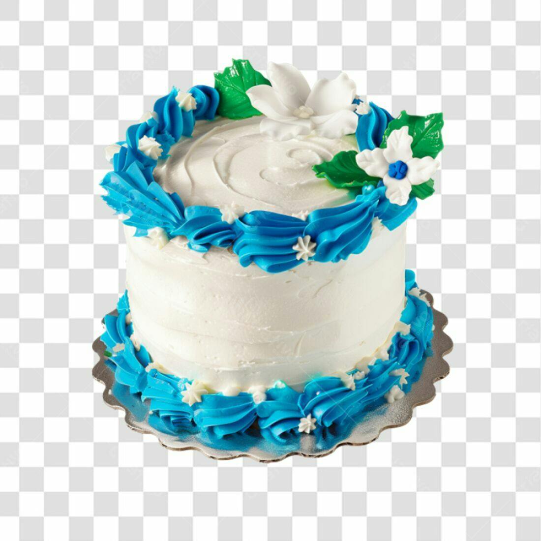 Icone Bolo de Aniversário Azul e Branco PNG com fundo transparente