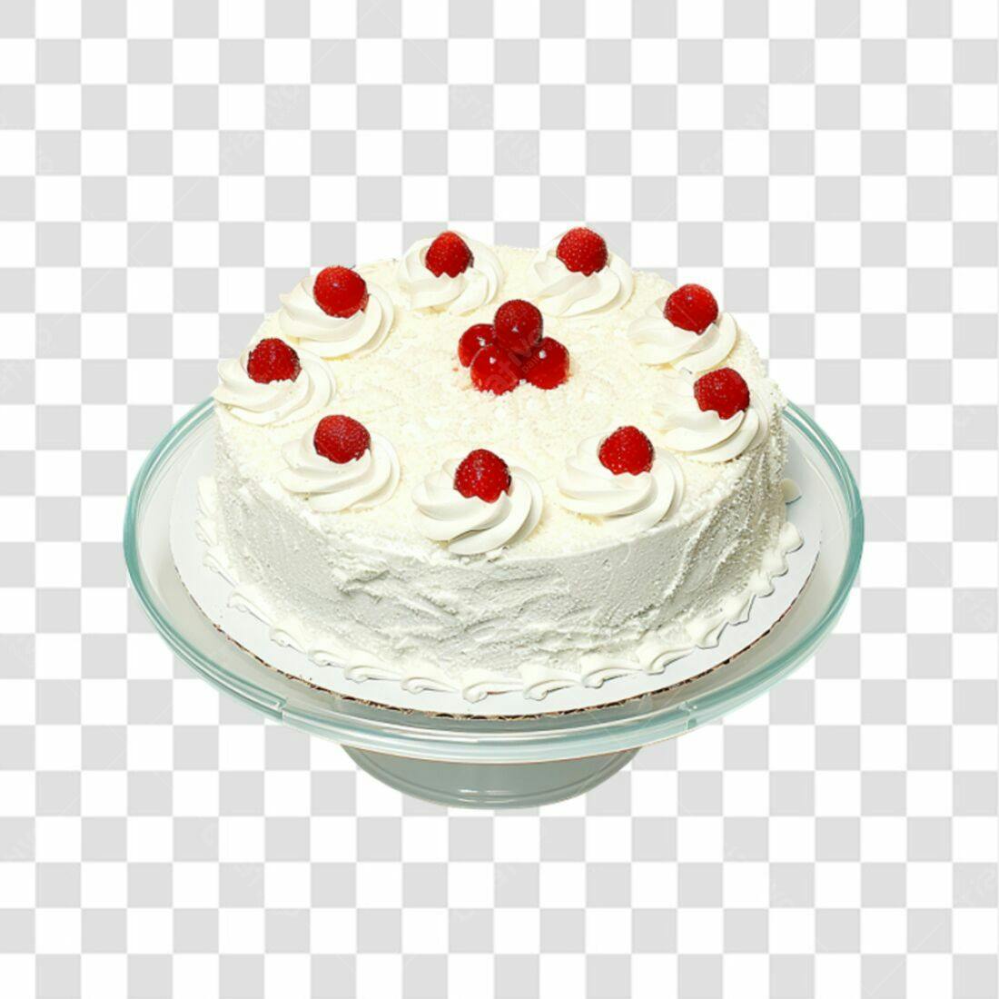 Imagem Bolo Branco com Morangos PNG com fundo transparente