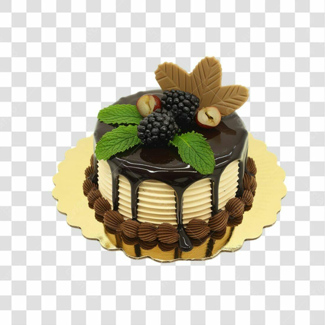 Imagem Bolo Chocolate Morangos PNG com fundo transparente