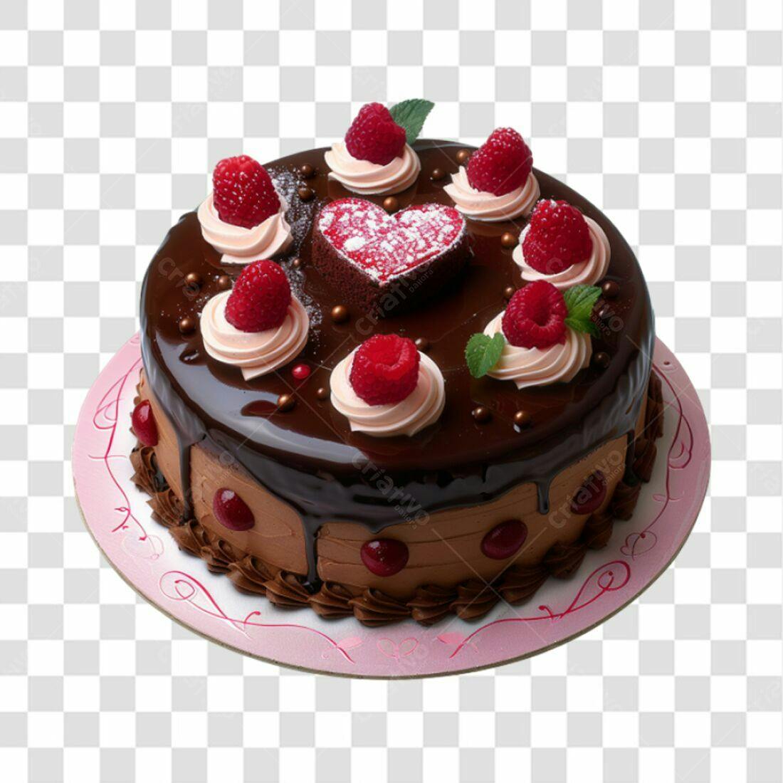 Bolo de Aniversário com Framboesas PNG com fundo transparente
