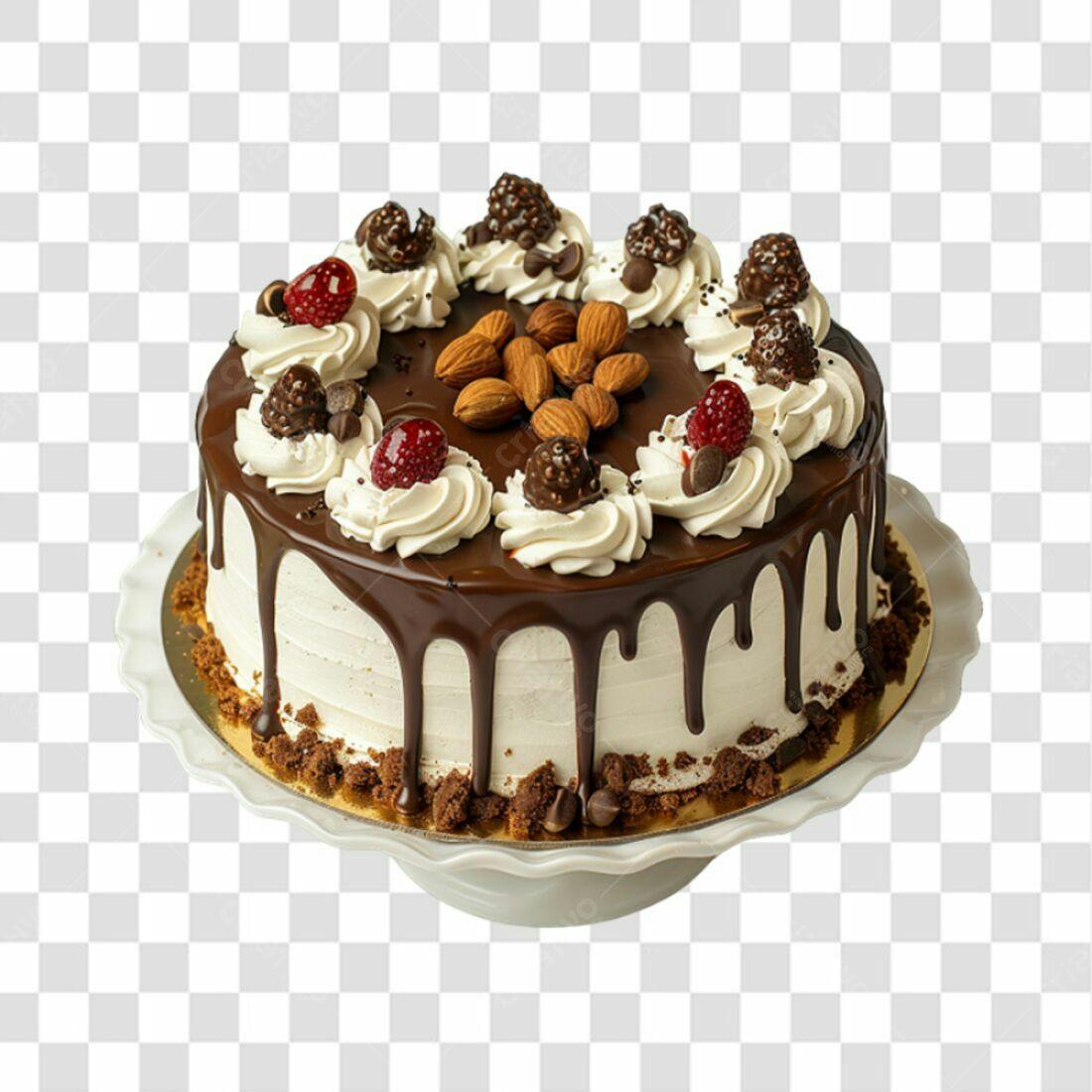 Imagem Bolo Chocolate Amêndoas PNG com fundo transparente