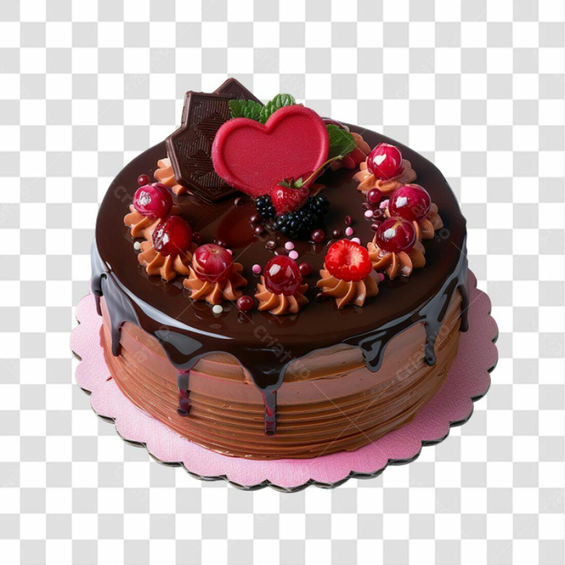 Imagem Bolo Chocolate com Frutas PNG com fundo transparente