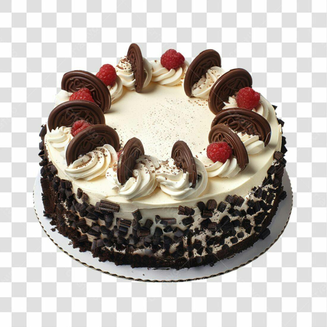 Imagem Bolo de Chocolate com Framboesas PNG com fundo transparente