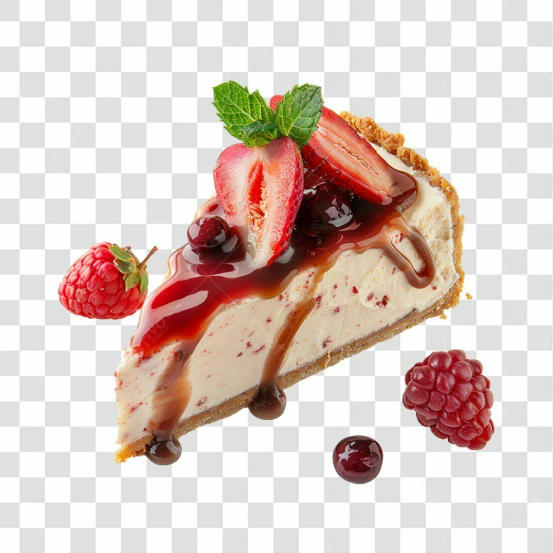 Icone de Cheesecake com Morangos PNG com fundo transparente