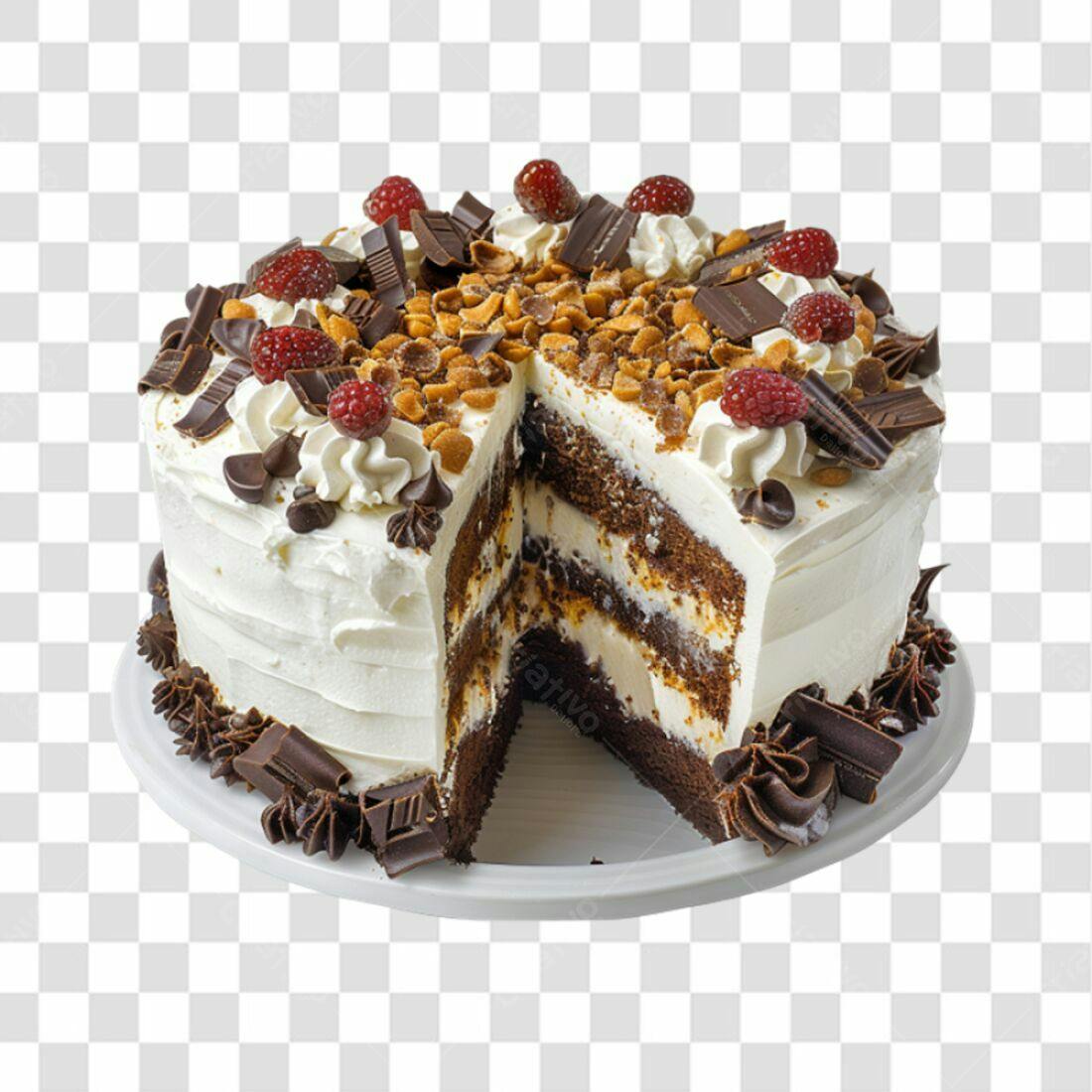 Imagem Bolo Chocolate Framboesa PNG com fundo transparente