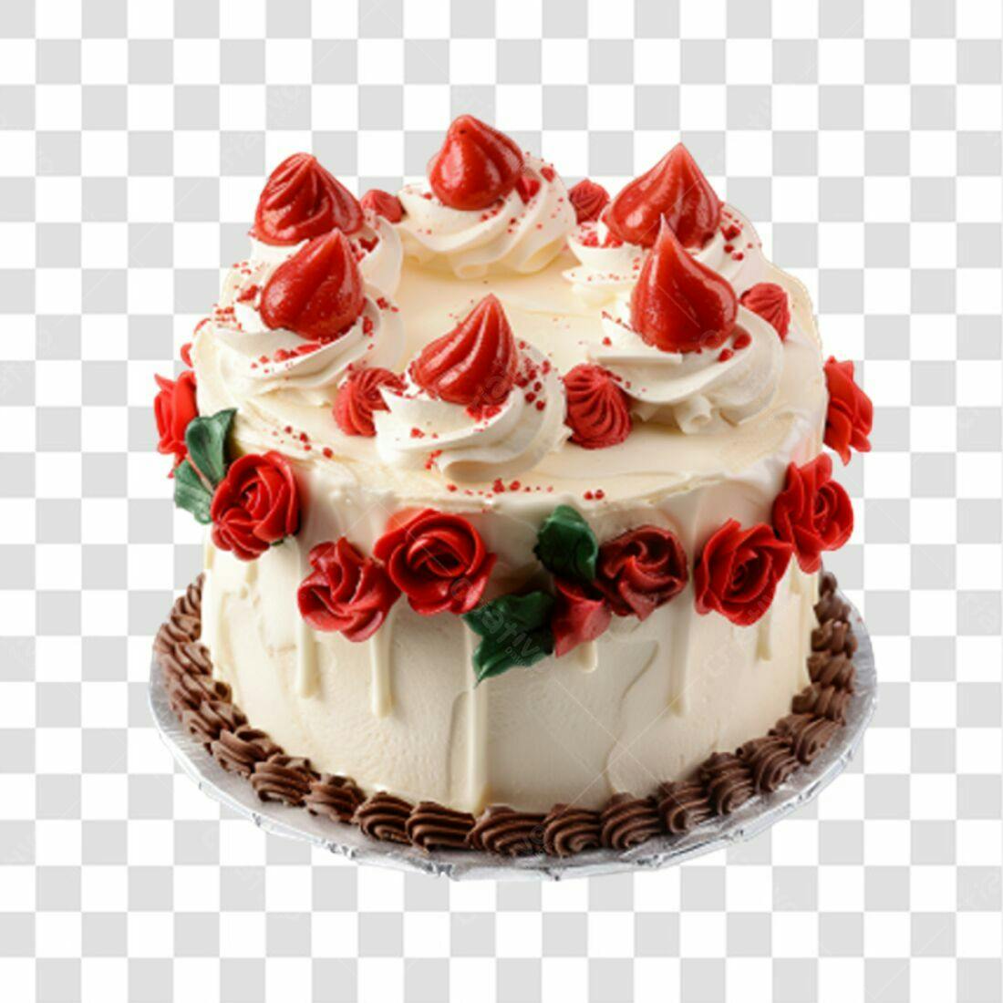 Imagem Bolo Aniversário Vermelho e Branco PNG com fundo transparente