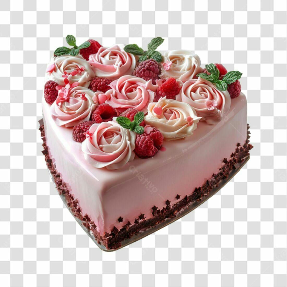 Imagem Bolo Rosa Dia dos Namorados PNG com fundo transparente