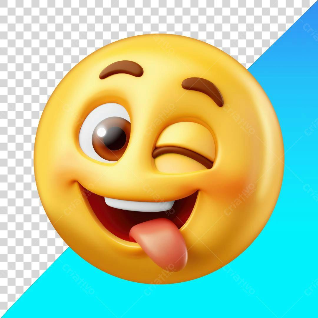 Icone Emoticon Piscando PNG com fundo transparente
