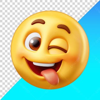 Emoji de carinha com olho piscando e lingua para fora png