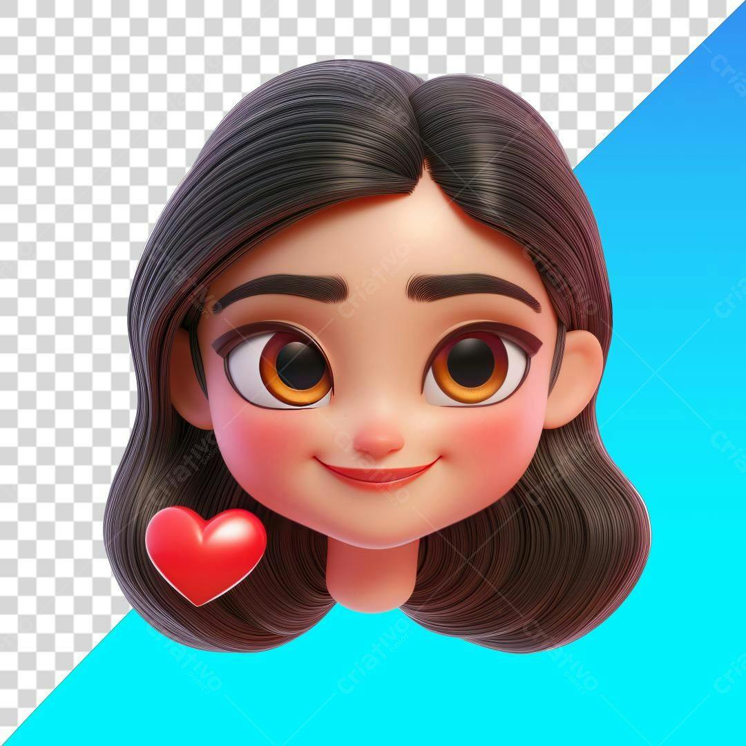 Icone menina apaixonada PNG com fundo transparente