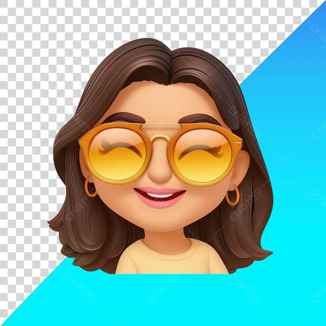 Icone Mulher Sorrindo com Óculos PNG com fundo transparente