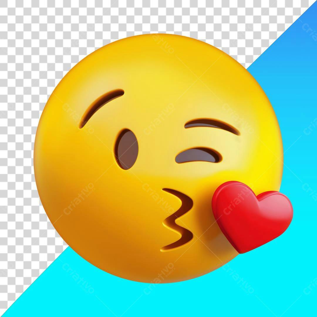 Icone Emoji Beijo Amor PNG com fundo transparente