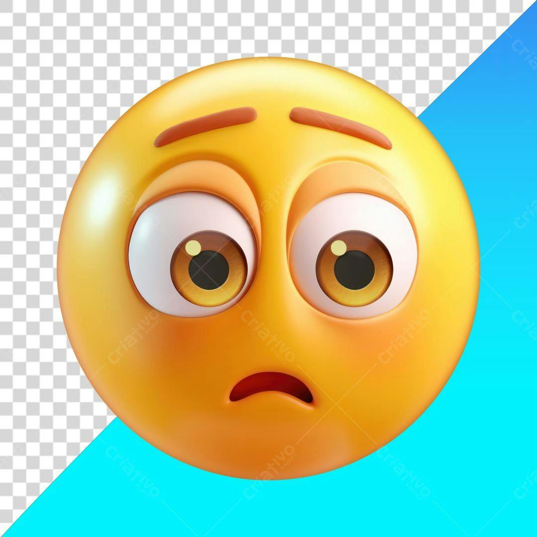 Emoticon Preocupado PNG com fundo transparente