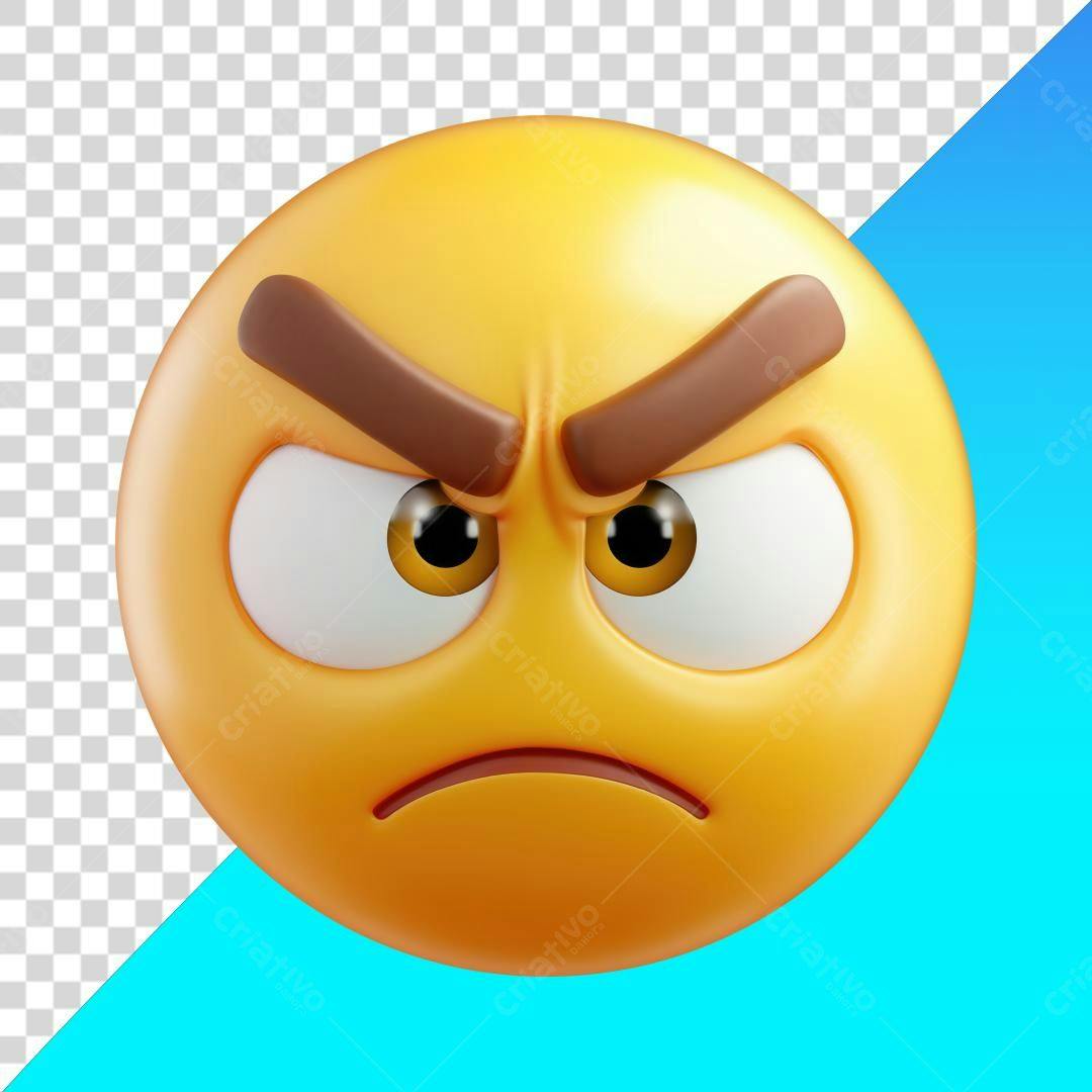 Emoticon bravo PNG com fundo transparente