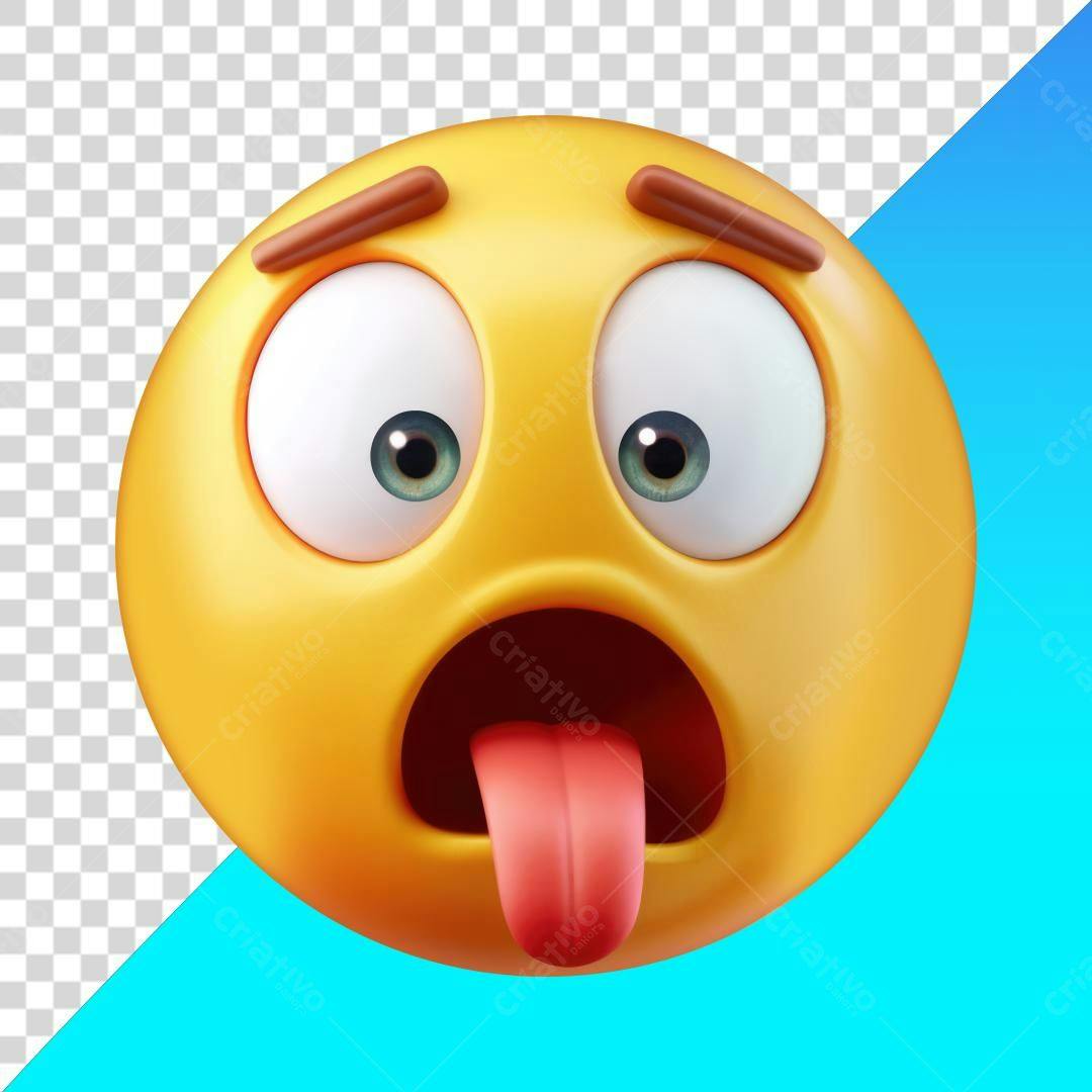 Emoticon PNG com fundo transparente - Expressão de Susto