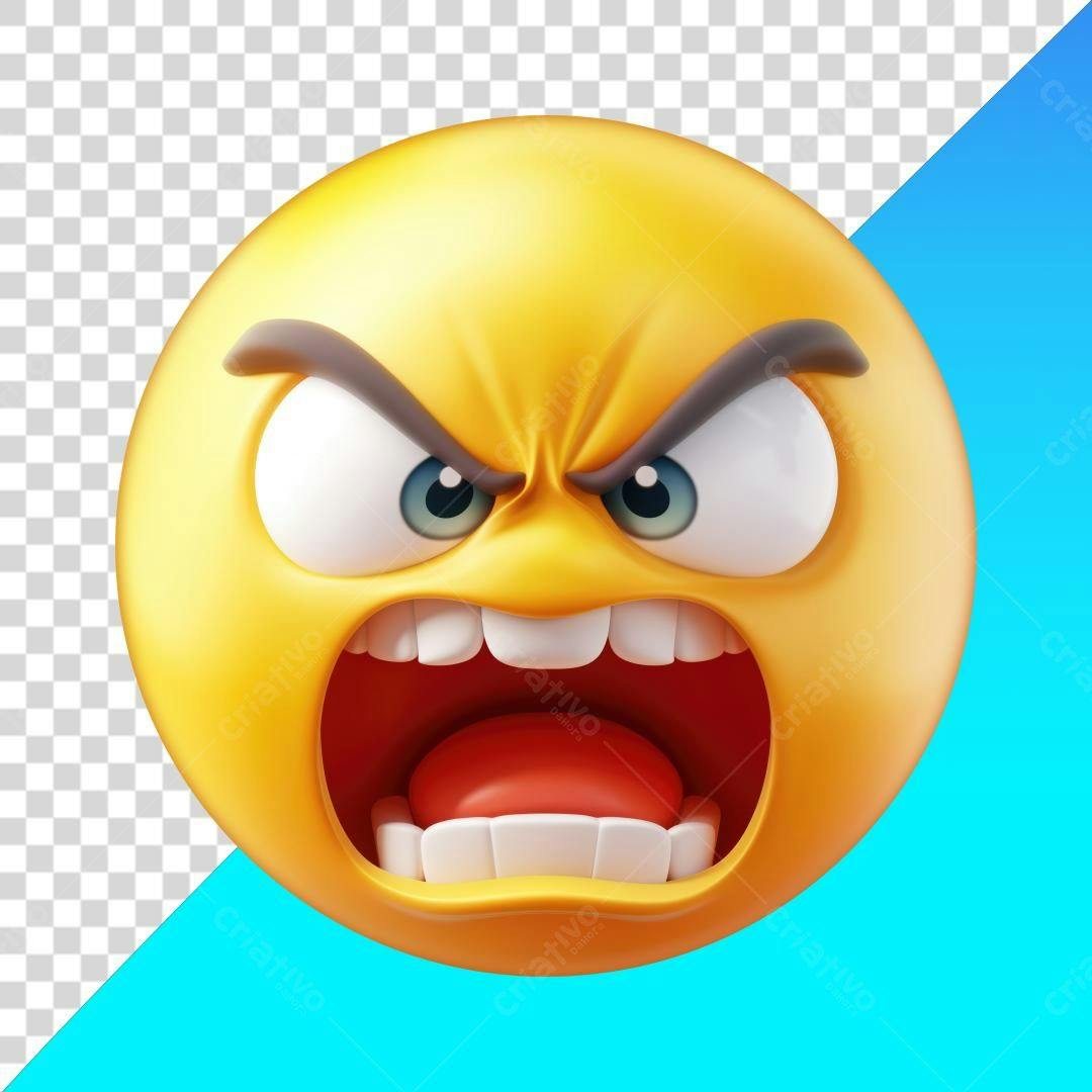 Emoticon raiva PNG com fundo transparente