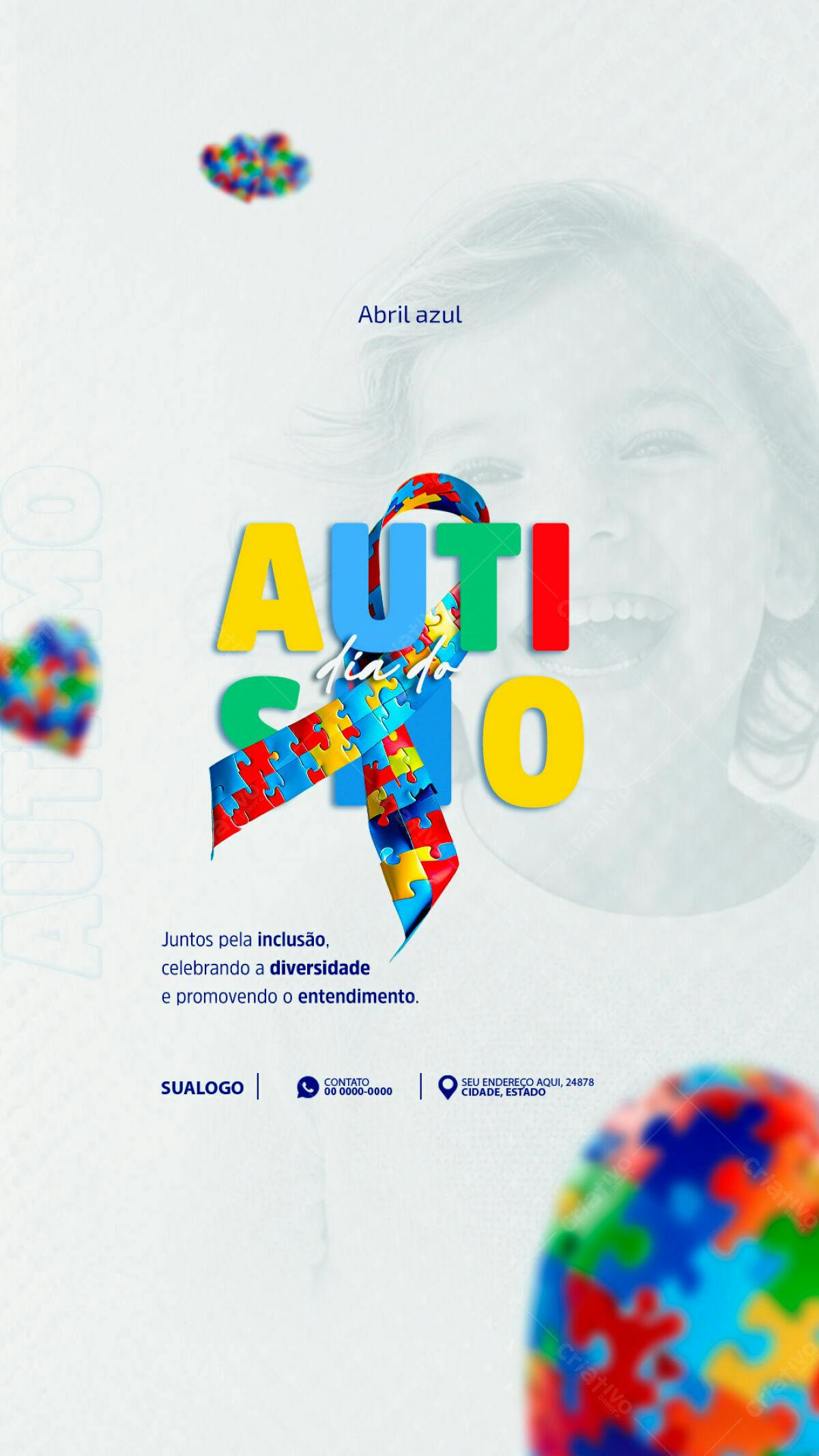 Flyer Dia Mundial do Autismo PSD Editável