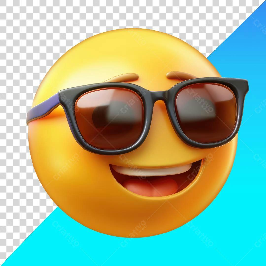 Emoji Sorrindo com Óculos PNG com fundo transparente