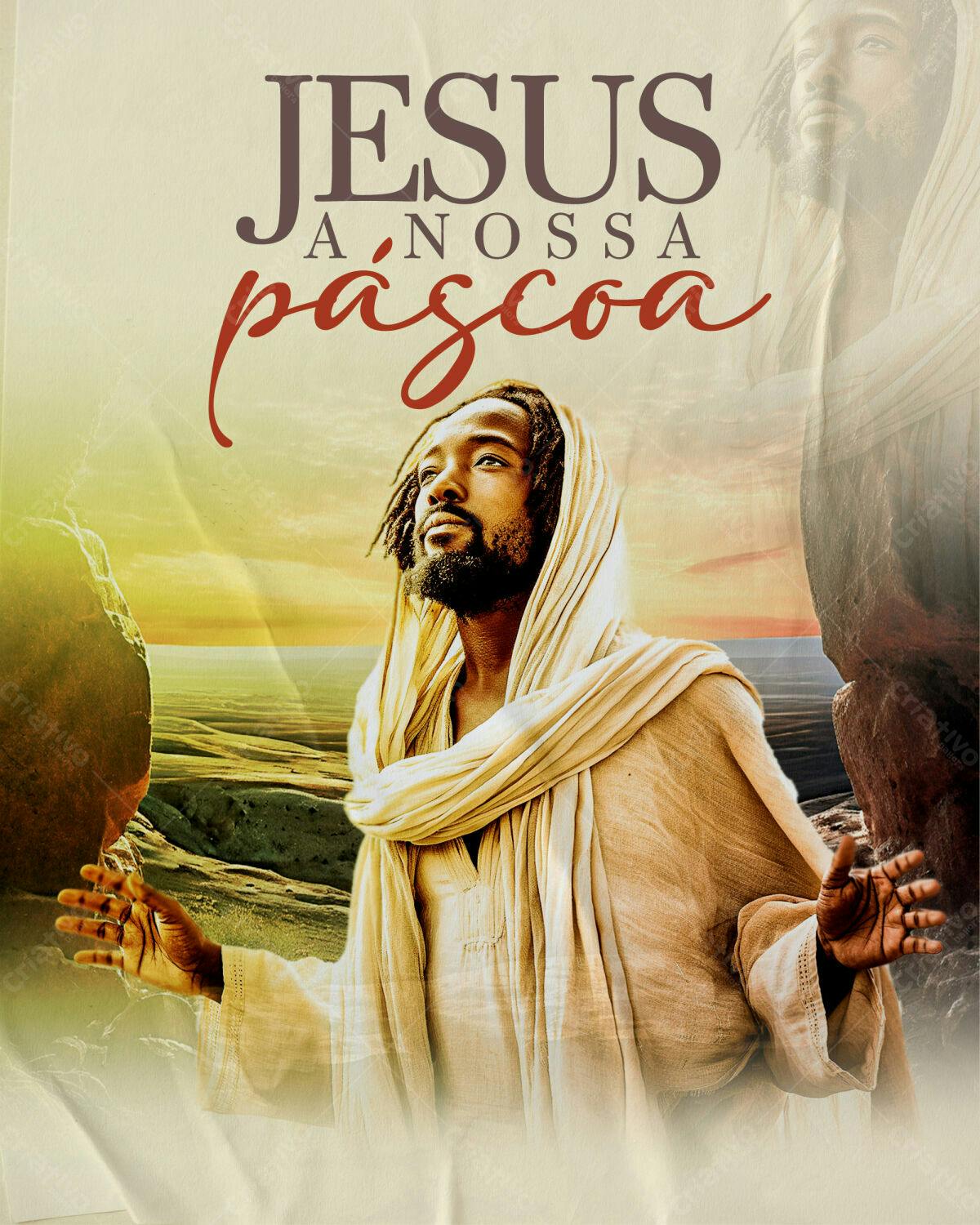 Post para Páscoa Jesus Nossa Páscoa PSD Editável