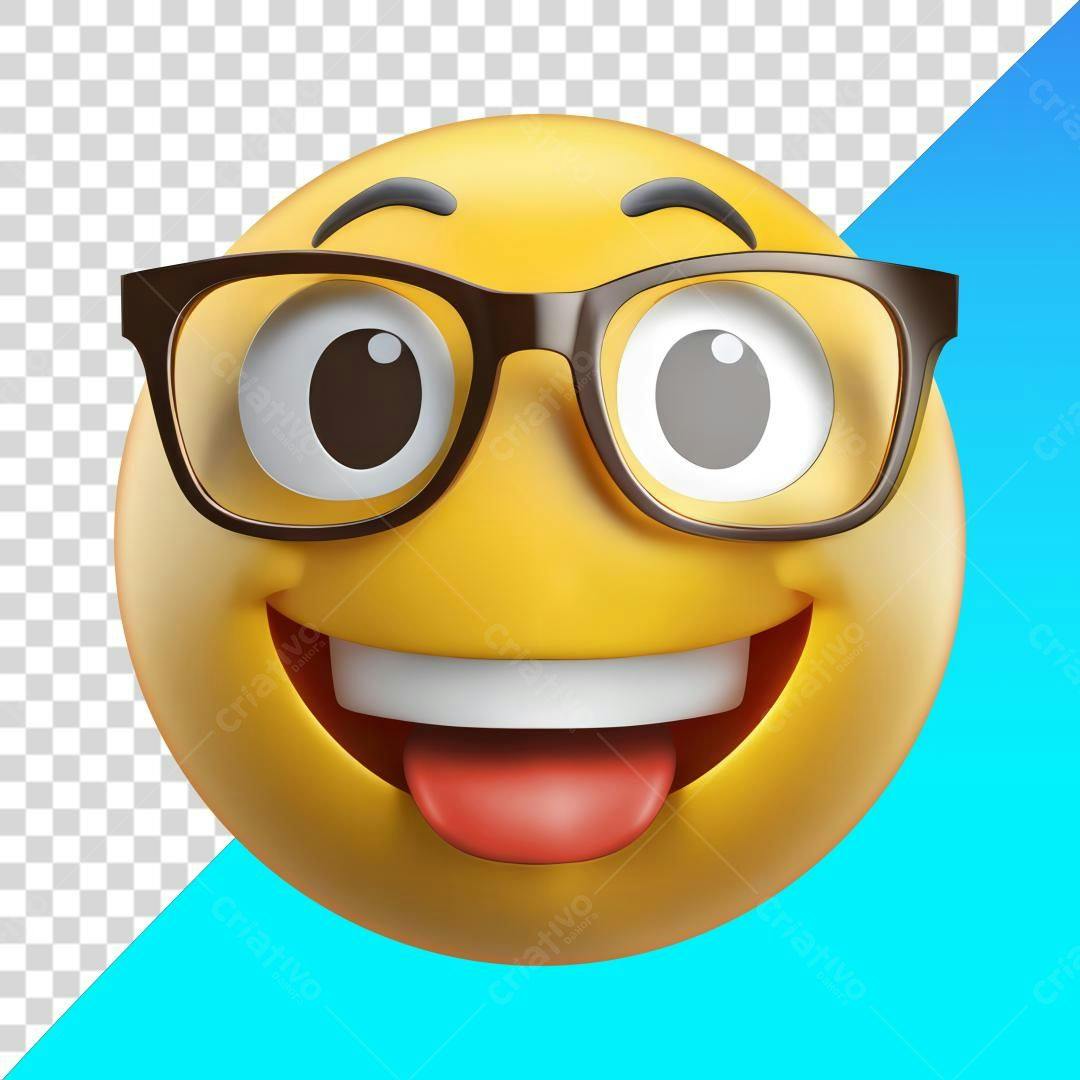 Icone Emoji Nerd PNG com fundo transparente