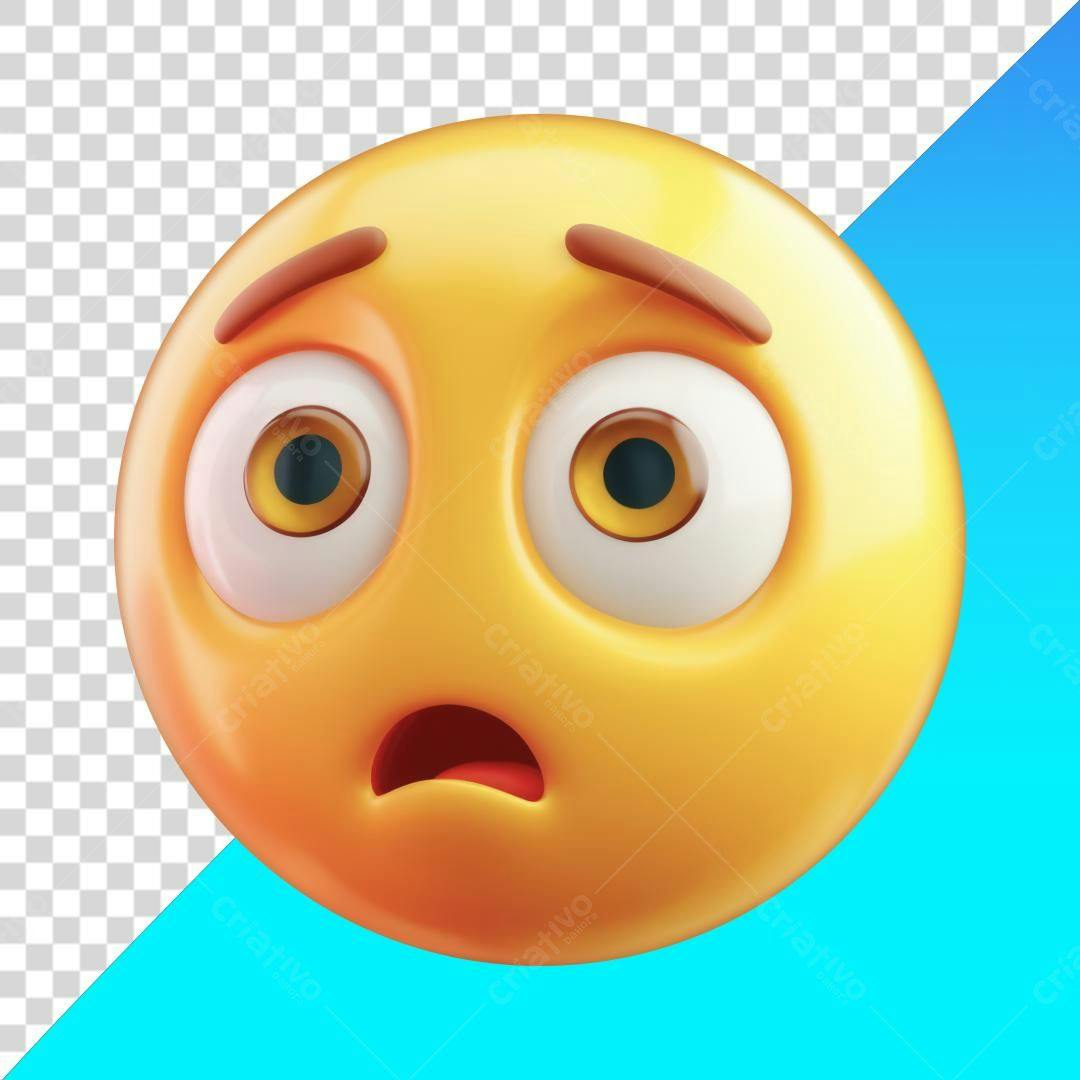 Emoticon preocupado PNG com fundo transparente
