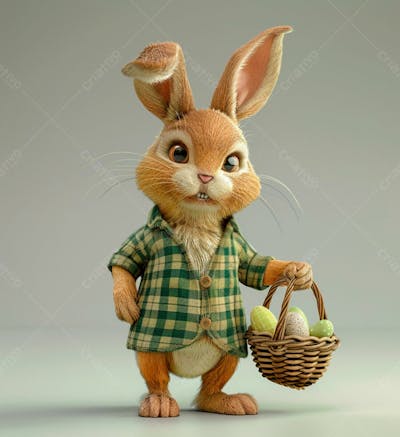 Imagem De Um Coelhinho Com Uma Cesta 1