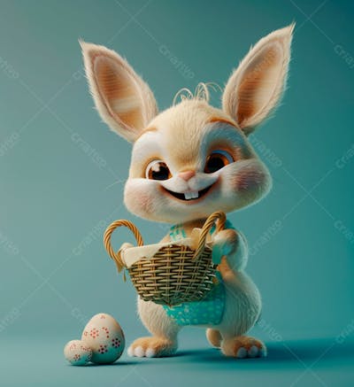 Imagem De Um Coelhinho Com Uma Cesta 3