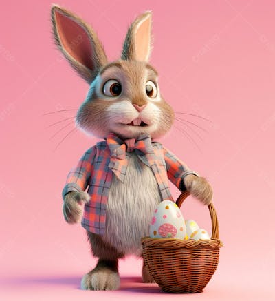 Imagem De Um Coelhinho Com Uma Cesta 4