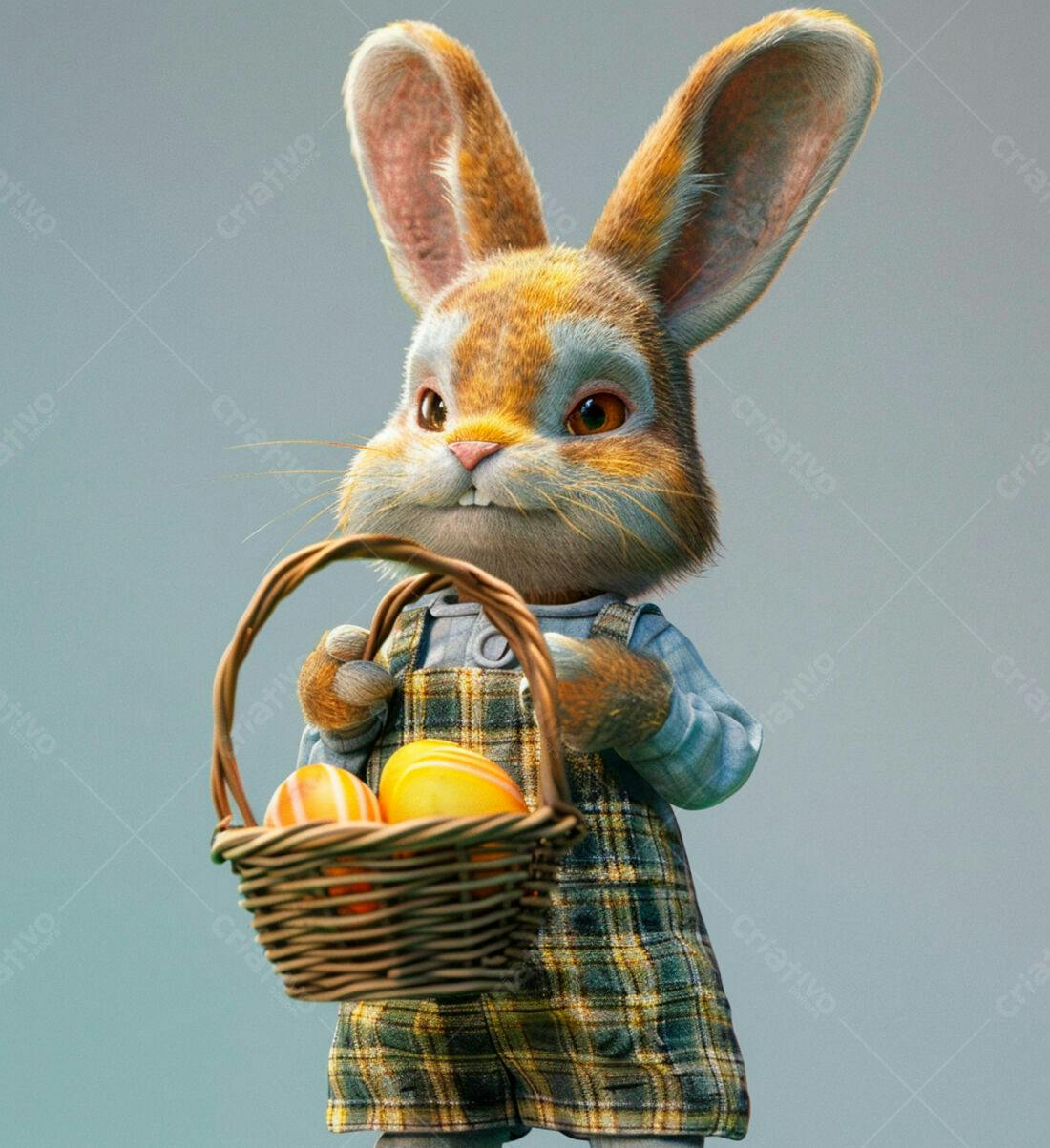 Coelhinho com cesta de ovos de Páscoa