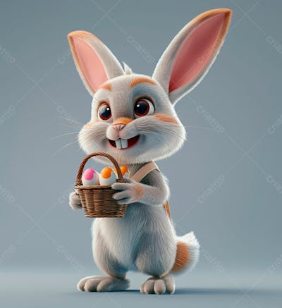 Imagem De Um Coelhinho Com Uma Cesta 6
