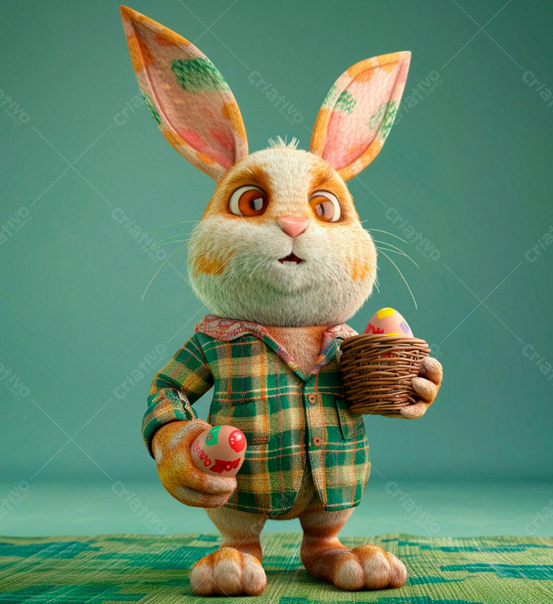 Coelhinho da Páscoa com ovos coloridos
