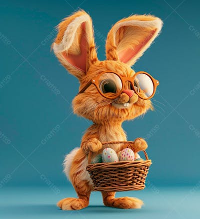 Imagem De Um Coelhinho Com Uma Cesta 10